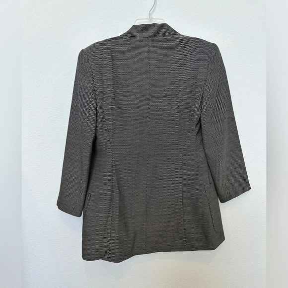 Vintage 80s Jaeger Boyfriend Blazer Black and White Wool Blend 6 - Picture 2 of 9